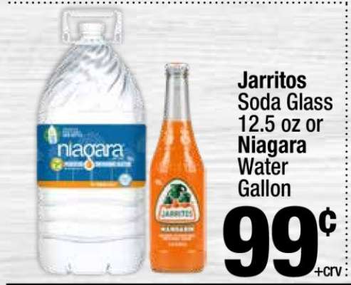 Jarritos Soda Glass 12.5 oz or Niagara Water Gallon
