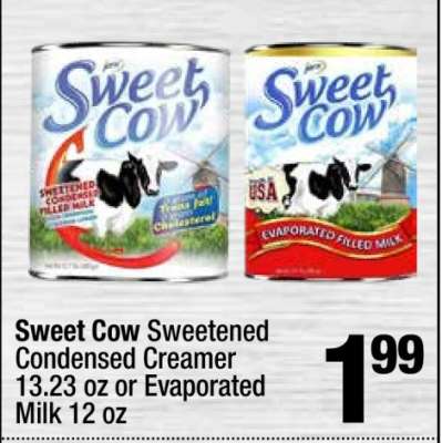 Sweet Cow Sweetened Condensed Creamer or Evaporated Milk