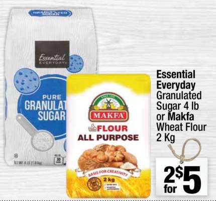 Essential Everyday Granulated Sugar 4 lb or Makfa Wheat Flour 2 Kg
