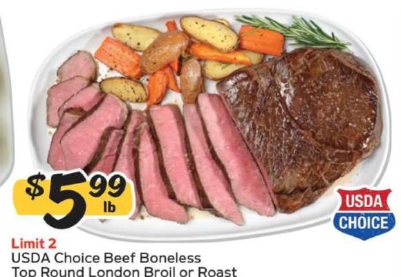 USDA Choice Beef Boneless Top Round London Broil or Roast