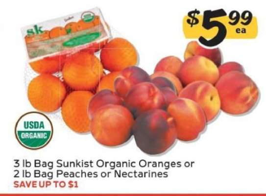 Sunkist Organic Oranges or Peaches/Nectarines
