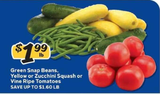 Green Snap Beans, Yellow or Zucchini Squash or Vine Ripe Tomatoes