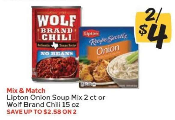 Lipton Onion Soup Mix 2 ct or Wolf Brand Chili 15 oz