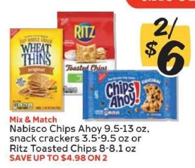 Nabisco Chips Ahoy, snack crackers, Ritz Toasted Chips