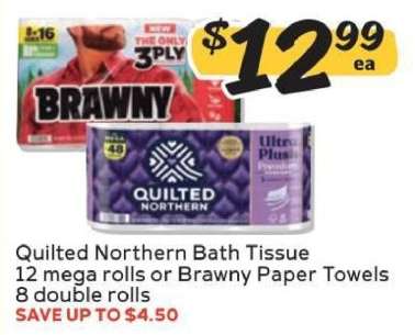 Quilted Northern Bath Tissue or Brawny Paper Towels
