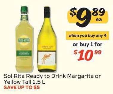 Sol Rita Ready to Drink Margarita or Yellow Tail