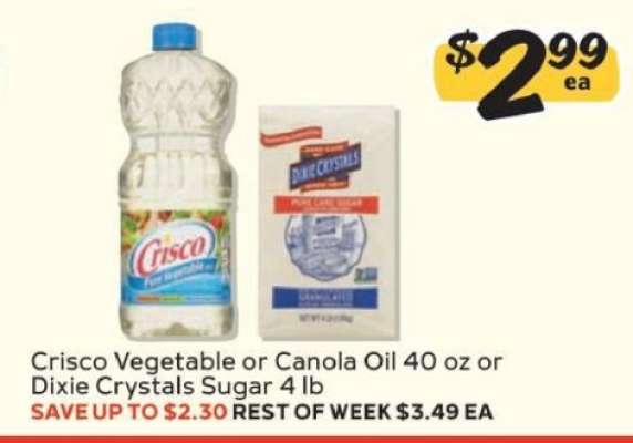 Crisco Vegetable or Canola Oil 40 oz or Dixie Crystals Sugar 4 lb