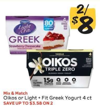 Oikos or Light + Fit Greek Yogurt 4 ct