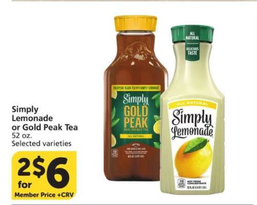 Simply Lemonade or Gold Peak Tea