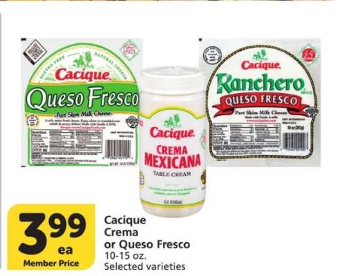 Cacique Crema or Queso Fresco