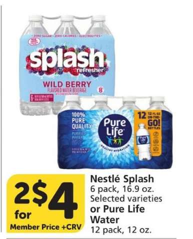Nestlé Splash or Pure Life Water
