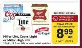 Miller Lite, Coors Light or Miller High Life