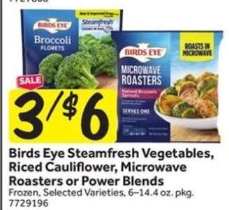 Birds Eye Steamfresh Vegetables, Riced Cauliflower, Microwave Roasters or Power Blends