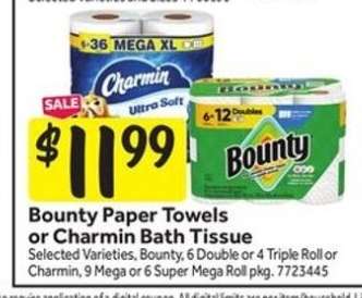 Bounty Paper Towels or Charmin Bath Tissue