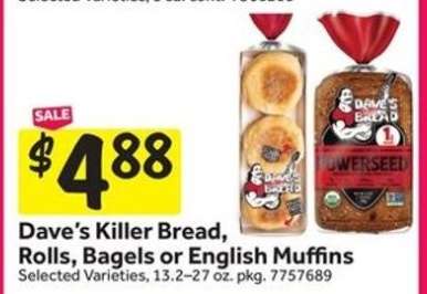 Dave's Killer Bread, Rolls, Bagels or English Muffins