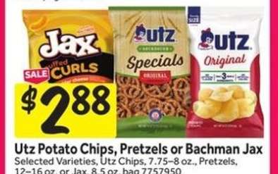 Utz Potato Chips, Pretzels or Bachman Jax