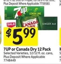 7UP or Canada Dry 12 Pack