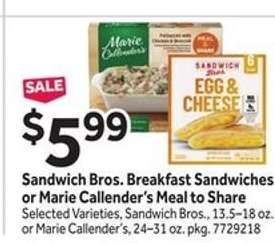 Sandwich Bros. Breakfast Sandwiches or Marie Callender's Meal to Share
