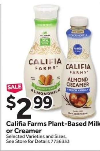 Califia Farms Plant Based Milk or Creamer