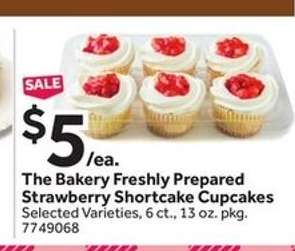 The Bakery Freshly Prepared Strawberry Shortcake Cupcakes
