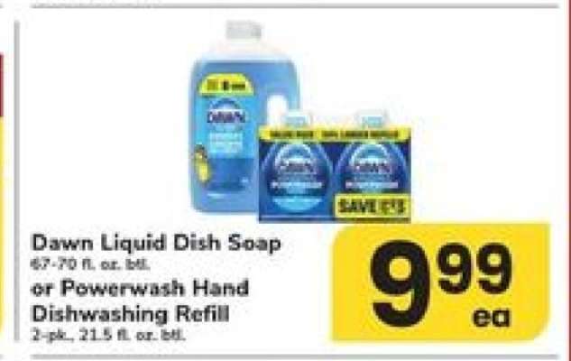 Dawn Liquid Dish Soap or Powerwash Hand Dishwashing Refill