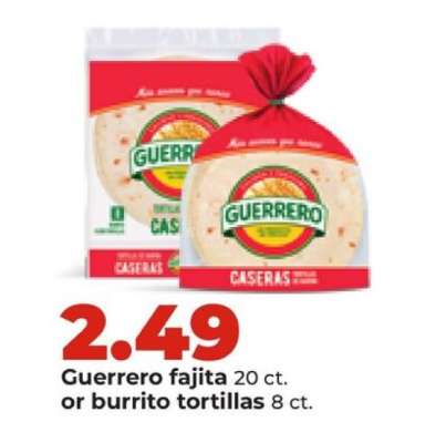 Guerrero fajita or burrito tortillas