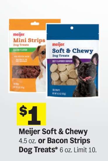 Meijer Soft & Chewy or Bacon Strips Dog Treats