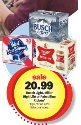 Busch Light, Miller High Life or Pabst Blue Ribbon