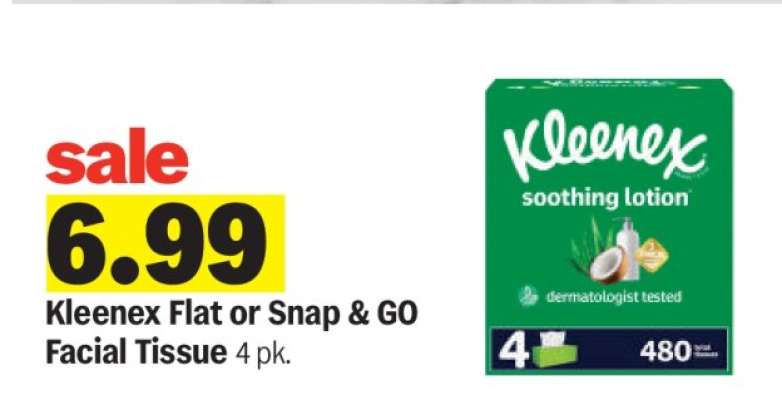 Kleenex Flat or Snap & GO Facial Tissue
