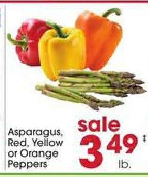 Asparagus, Red, Yellow or Orange Peppers