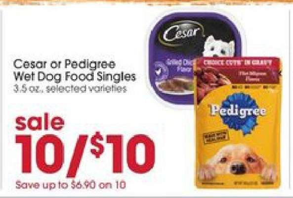 Cesar or Pedigree Wet Dog Food Singles