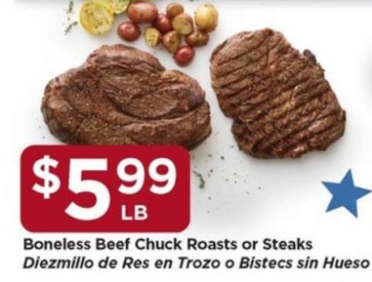 Boneless Beef Chuck Roasts or Steaks