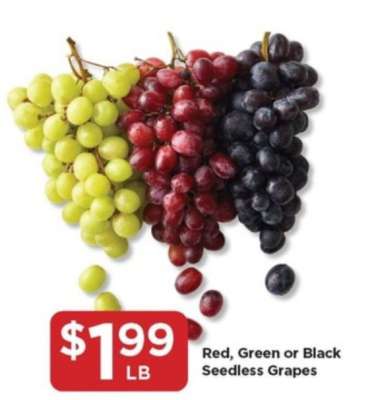 Red, Green or Black Seedless Grapes