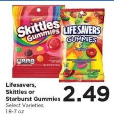 Lifesavers, Skittles or Starburst Gummies