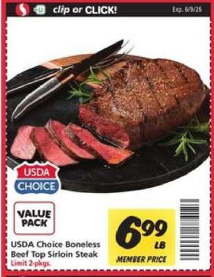 USDA Choice Boneless Beef Top Sirloin Steak