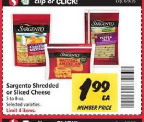Sargento Shredded or Sliced Cheese