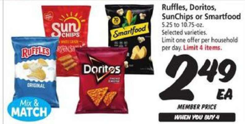 Ruffles, Doritos, SunChips or Smartfood