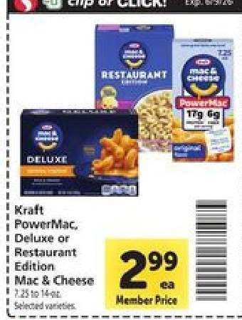 Kraft PowerMac, Deluxe or Restaurant Edition Mac & Cheese