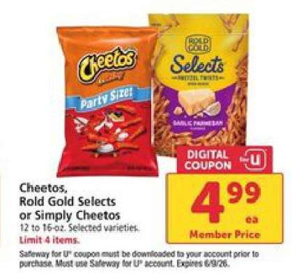 Cheetos, Rold Gold Selects or Simply Cheetos