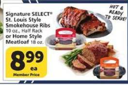 Signature SELECT St. Louis Style Smokehouse Ribs or Home Style Meatloaf