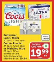 Budweiser, Coors, Miller, Corona Premier, Michelob Ultra