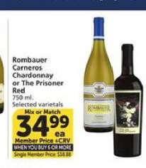 Rombauer Carneros Chardonnay or The Prisoner Red