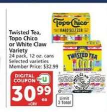 Twisted Tea, Topo Chico or White Claw Variety