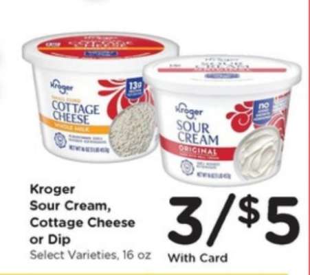 Kroger Sour Cream, Cottage Cheese or Dip