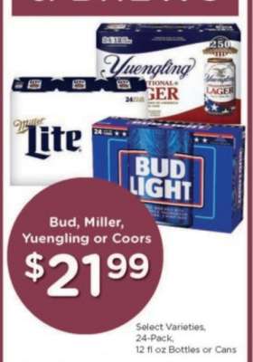 Bud, Miller, Yuengling or Coors