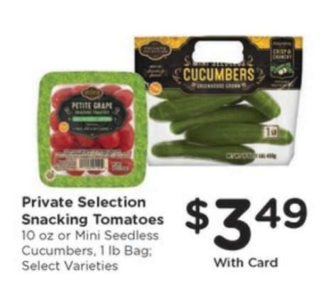 Private Selection Snacking Tomatoes or Mini Seedless Cucumbers