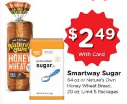 Smartway Sugar or Nature's Own Honey Wheat Bread