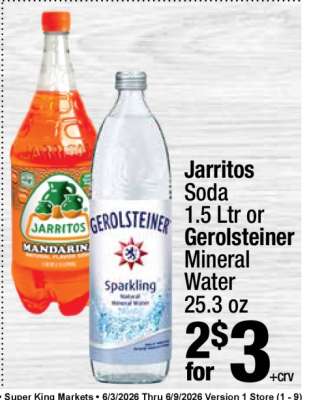 Jarritos Soda 1.5 Ltr or Gerolsteiner Mineral Water 25.3 oz