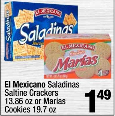 El Mexicano Saladinas Saltine Crackers or Marias Cookies