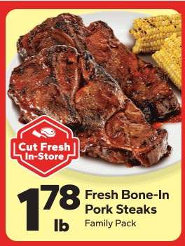Fresh Bone-In Pork Steaks